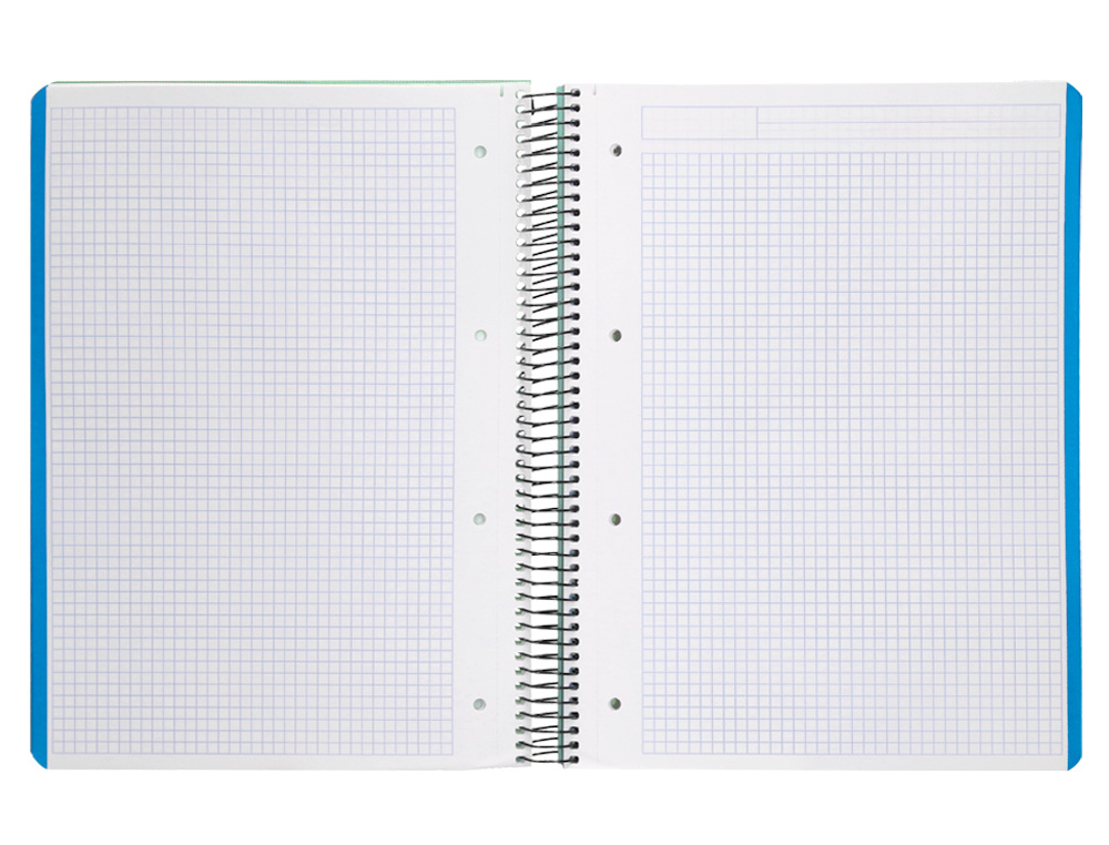 CAHIER SPIRALE LIDERPAPEL A4 MICRO WONDER 240 PAGES 90G 5X5MM 4 TROUS 5 BANDES COULEURS VERT