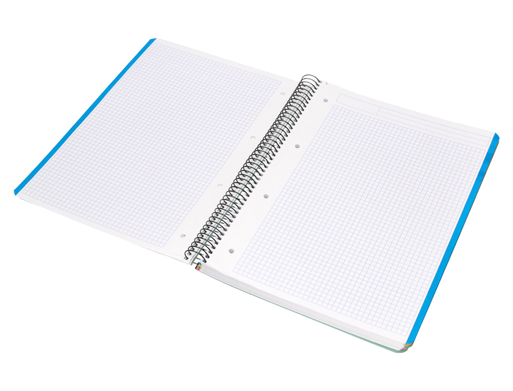 CAHIER SPIRALE LIDERPAPEL A4 MICRO WONDER 240 PAGES 90G 5X5MM 4 TROUS 5 BANDES COULEURS VERT