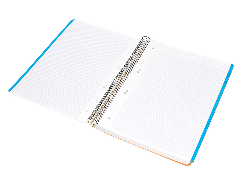 CAHIER SPIRALE LIDERPAPEL A5 MICRO WONDER 240 PAGES 90G    5X5MM 6 TROUS 5 BANDES        COULEURS JAUNE