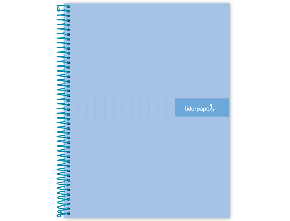 CAHIER SPIRALE LIDERPAPEL CRAFTY COUVERTURE CONTRECOLLÉE A5 240P 90G/M2 5X5MM MICROPERFORÉ 6 TROUS COLORIS BLEU CIEL
