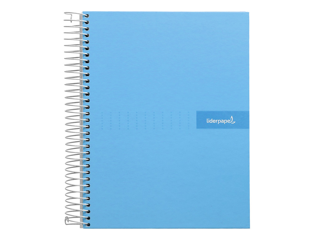 CAHIER SPIRALE LIDERPAPEL CRAFTY COUVERTURE CONTRECOLLÉE A5 240P 90G/M2 5X5MM MICROPERFORÉ 6 TROUS COLORIS BLEU CIEL