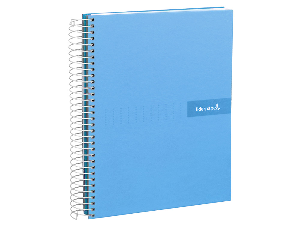 CAHIER SPIRALE LIDERPAPEL CRAFTY COUVERTURE CONTRECOLLÉE A5 240P 90G/M2 5X5MM MICROPERFORÉ 6 TROUS COLORIS BLEU CIEL