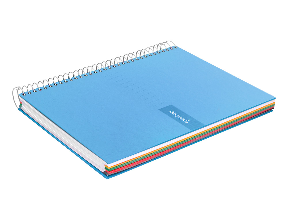 CAHIER SPIRALE LIDERPAPEL CRAFTY COUVERTURE CONTRECOLLÉE A5 240P 90G/M2 5X5MM MICROPERFORÉ 6 TROUS COLORIS BLEU CIEL