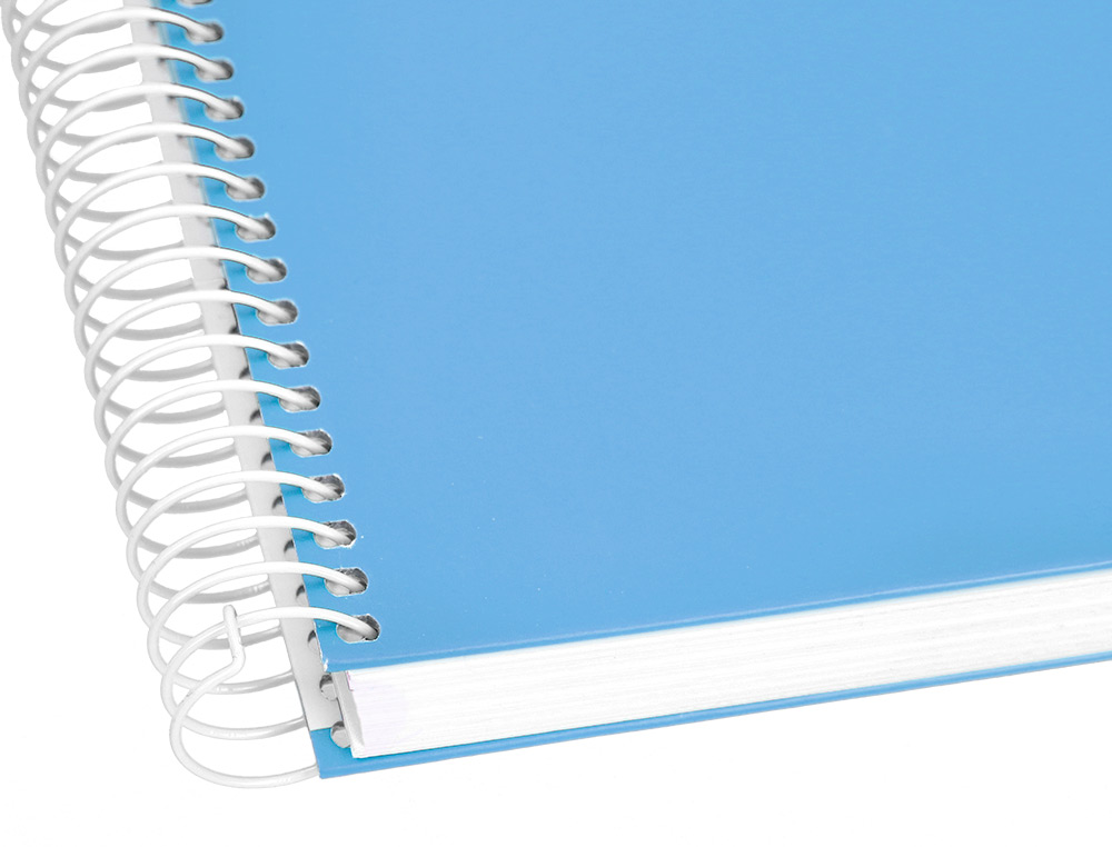 CAHIER SPIRALE LIDERPAPEL CRAFTY COUVERTURE CONTRECOLLÉE A5 240P 90G/M2 5X5MM MICROPERFORÉ 6 TROUS COLORIS BLEU CIEL