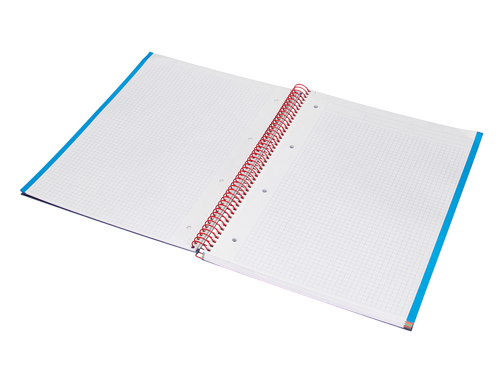 CAHIER SPIRALE LIDERPAPEL JOLLY COUVERTURE CONTRECOLLÉE A4 280P 75G/M2 5X5MM MICROPERFORÉ 4 TROUS COLORIS BLEU MARINE