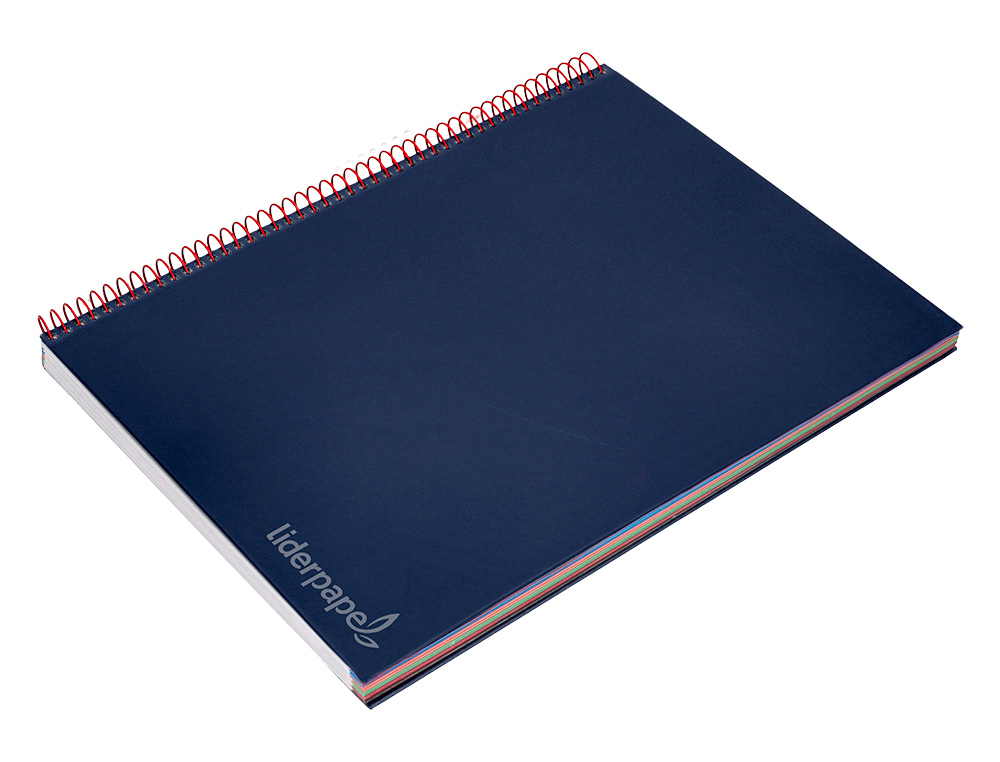 CAHIER SPIRALE LIDERPAPEL JOLLY COUVERTURE CONTRECOLLÉE A4 280P 75G/M2 5X5MM MICROPERFORÉ 4 TROUS COLORIS BLEU MARINE
