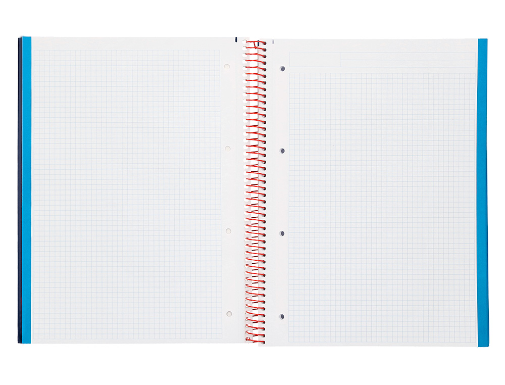 CAHIER SPIRALE LIDERPAPEL JOLLY COUVERTURE CONTRECOLLÉE A4 280P 75G/M2 5X5MM MICROPERFORÉ 4 TROUS COLORIS BLEU MARINE