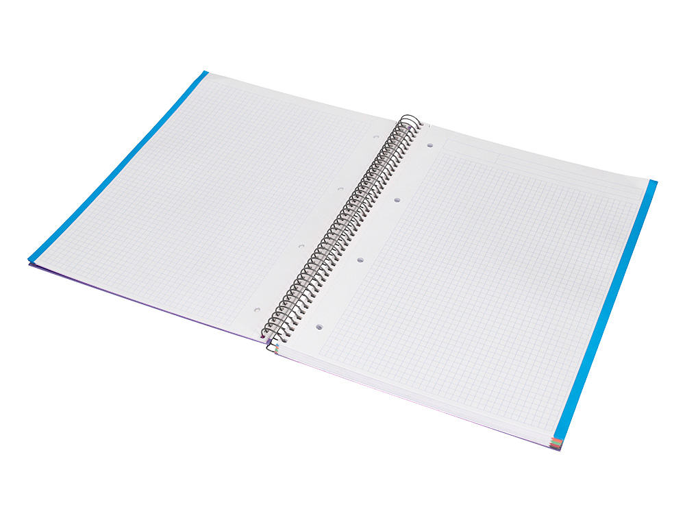 CAHIER SPIRALE LIDERPAPEL JOLLY COUVERTURE CONTRECOLLÉE A4 280P 75G/M2 5X5MM MICROPERFORÉ 4 TROUS COLORIS VIOLET