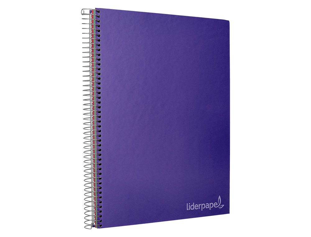 CAHIER SPIRALE LIDERPAPEL JOLLY COUVERTURE CONTRECOLLÉE A4 280P 75G/M2 5X5MM MICROPERFORÉ 4 TROUS COLORIS VIOLET