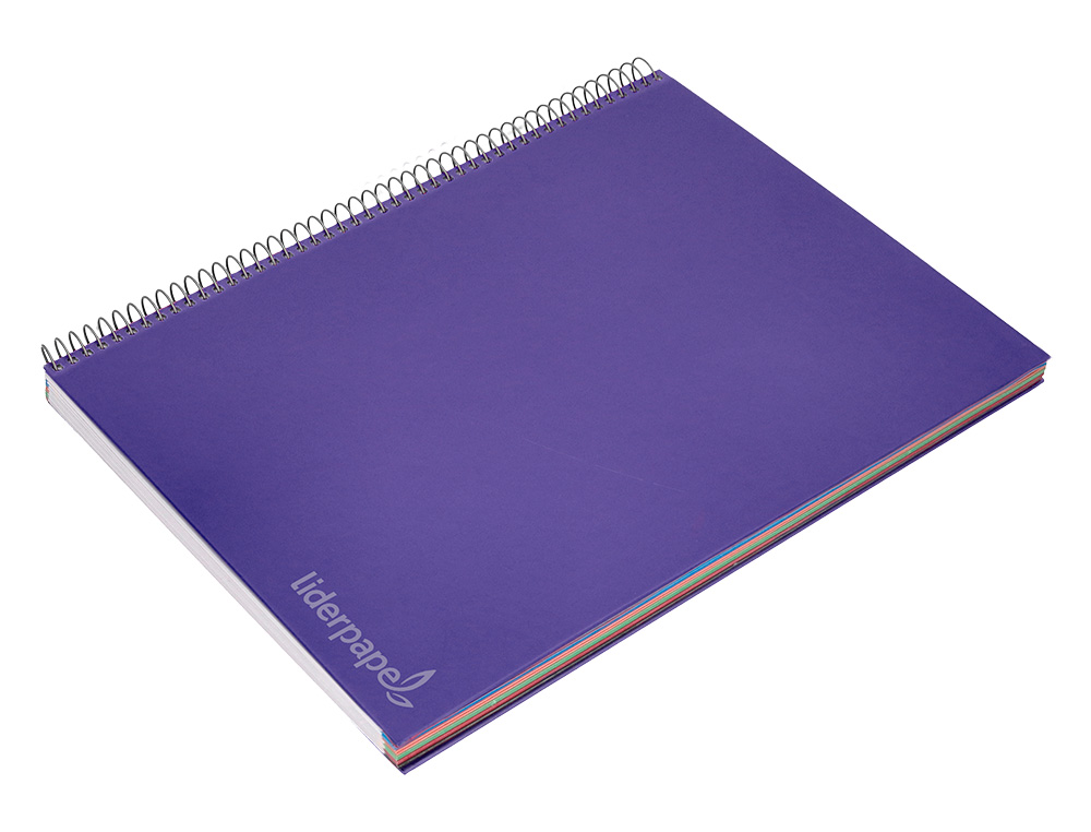 CAHIER SPIRALE LIDERPAPEL JOLLY COUVERTURE CONTRECOLLÉE A4 280P 75G/M2 5X5MM MICROPERFORÉ 4 TROUS COLORIS VIOLET