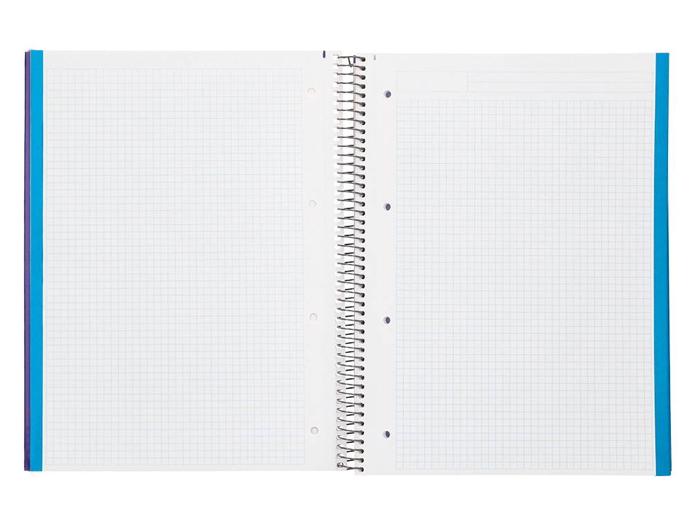 CAHIER SPIRALE LIDERPAPEL JOLLY COUVERTURE CONTRECOLLÉE A4 280P 75G/M2 5X5MM MICROPERFORÉ 4 TROUS COLORIS VIOLET