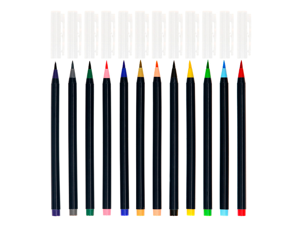 FEUTRE LIDERPAPEL POINTE PINCEAU EXTRA SOUPLE COULEUR ASSORTIES POCHETTE 12 U