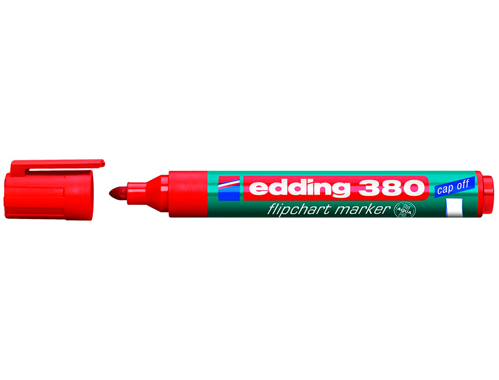 MARQUEUR EDDING PERMANENT CHEVALET E380 POINTE OGIVE TRAC 1.5/3MM CORPS PLASTIQUE SPCIAL FLIPCHART COLORIS ROUGE