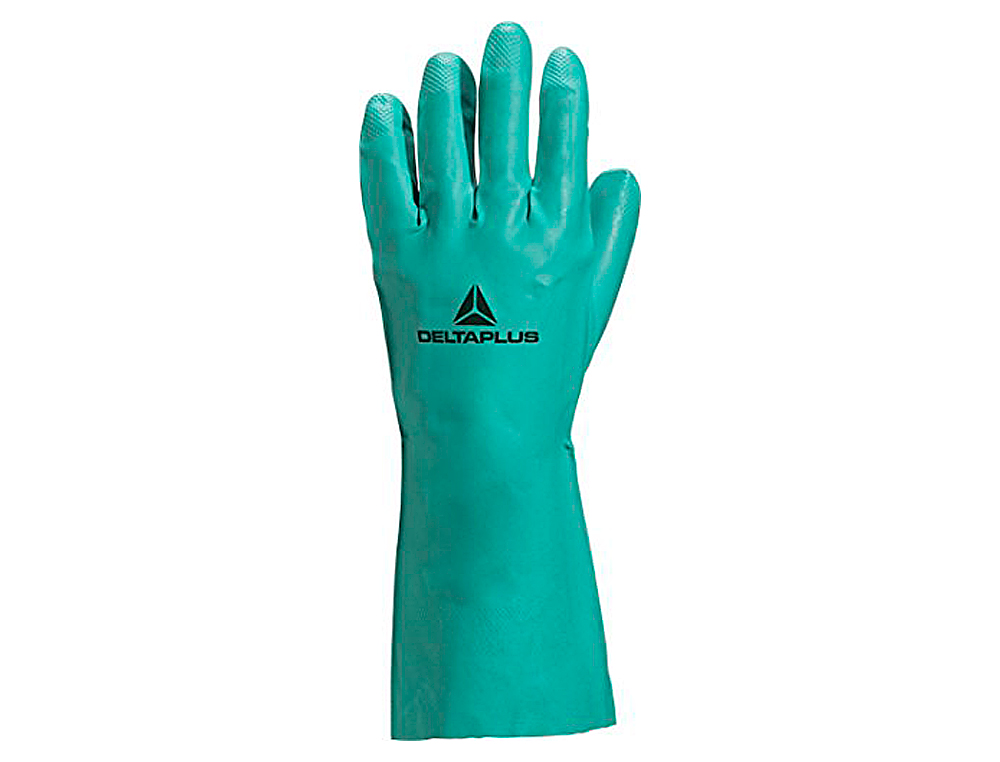 GANT NITRILE DELTAPLUS FLOQUÉ COTON LONGUEUR 33CM ÉPAISSEUR 0.40MM COLORIS VERT TAILLE 7/8 PAIRE