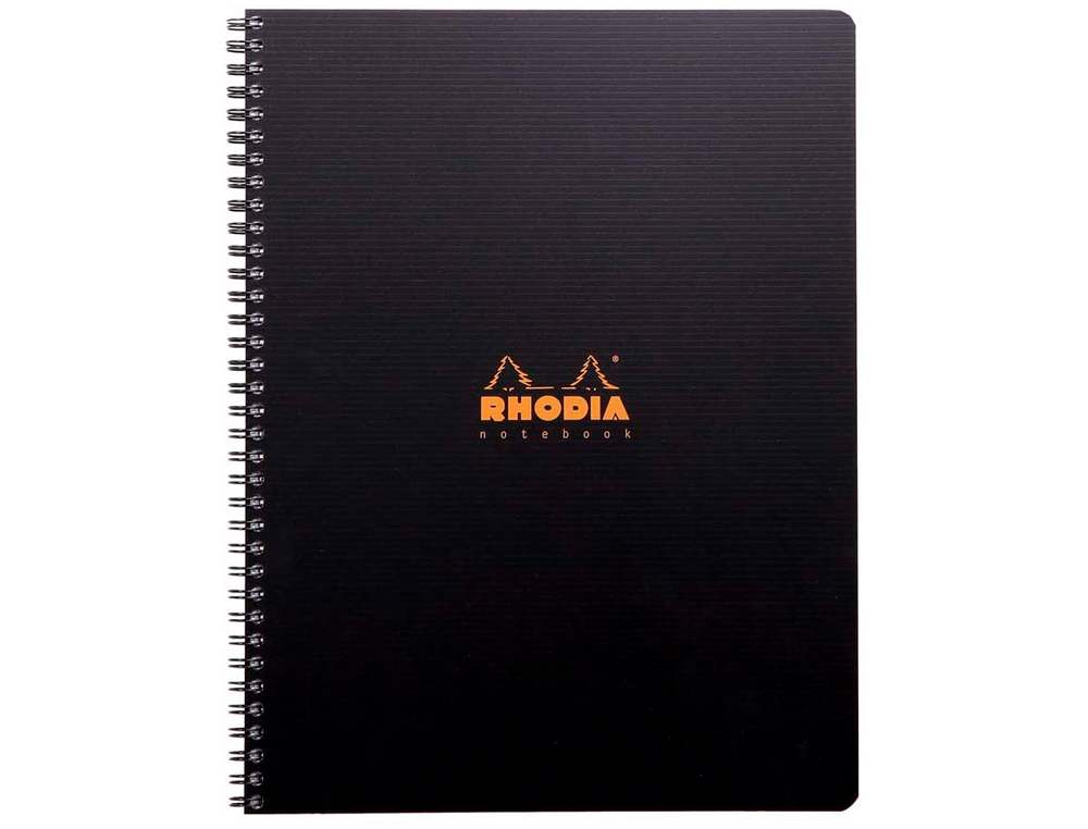 CAHIER RHODIACTIVE NOTEBOOK RELIURE INTÉGRALE NOIRE COUVERTURE PP A4+ 22,5X29,7CM 160 PAGES 90G 5X5MM MICROPERFORÉ