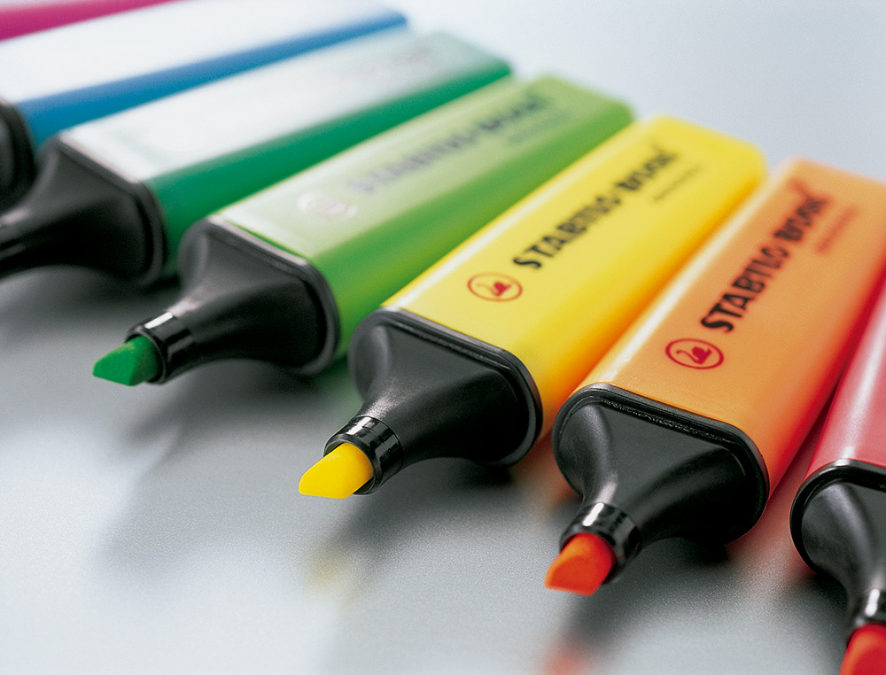 SURLIGNEUR STABILO BOSS TRAC 2/5MM POINTE BISEAUTE ENCRE UNIVERSELLE BASE EAU RSISTANTE LUMIRE COLORIS BLEU