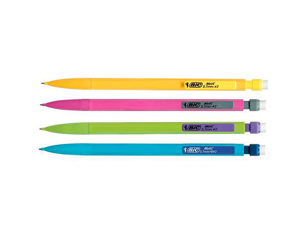 PORTE-MINE BIC MATIC COMBOS 0.7MM EMBOUT GOMME CORPS ET AGRAFE COLORS 3 MINES HB          FUN