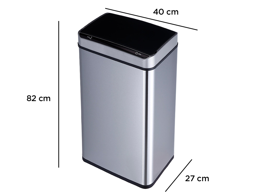 POUBELLE Q-CONNECT METALLIQUE OUVERTURE AUTOMATIQUE CAPACITE 80L