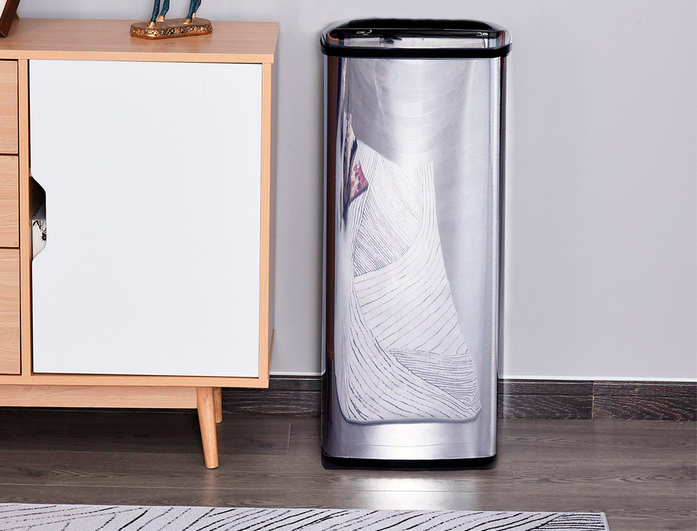POUBELLE Q-CONNECT METALLIQUE OUVERTURE AUTOMATIQUE CAPACITE 80L