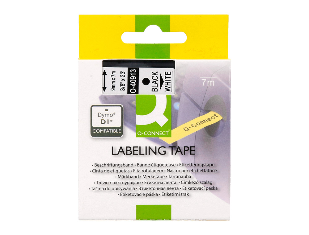 RUBAN TITREUSE Q-CONNECT 1000 NOIR-BLANC 9MM X 7MT D2 0-40913