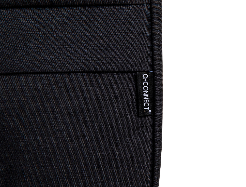 SACOCHE ORDINATEUR Q-CONNECT POIGNEES AMOVIBLES FERMETURE  ECLAIR COMPARTIMENTS EXTERIEURS 39X28X2CM NOIR