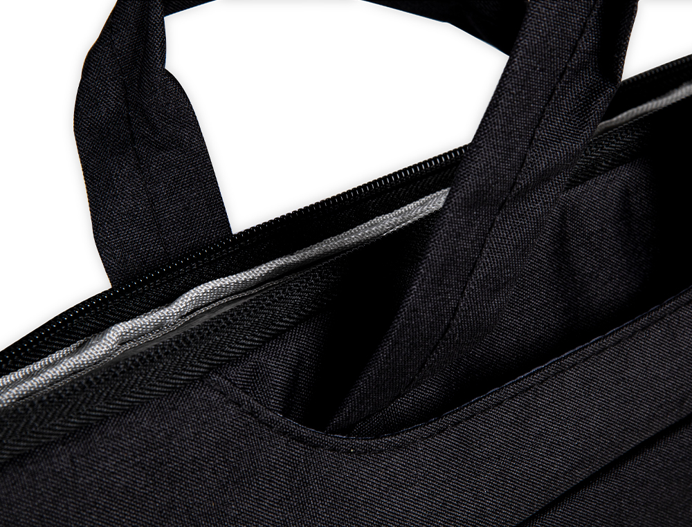 SACOCHE ORDINATEUR Q-CONNECT POIGNEES AMOVIBLES FERMETURE  ECLAIR COMPARTIMENTS EXTERIEURS 39X28X2CM NOIR