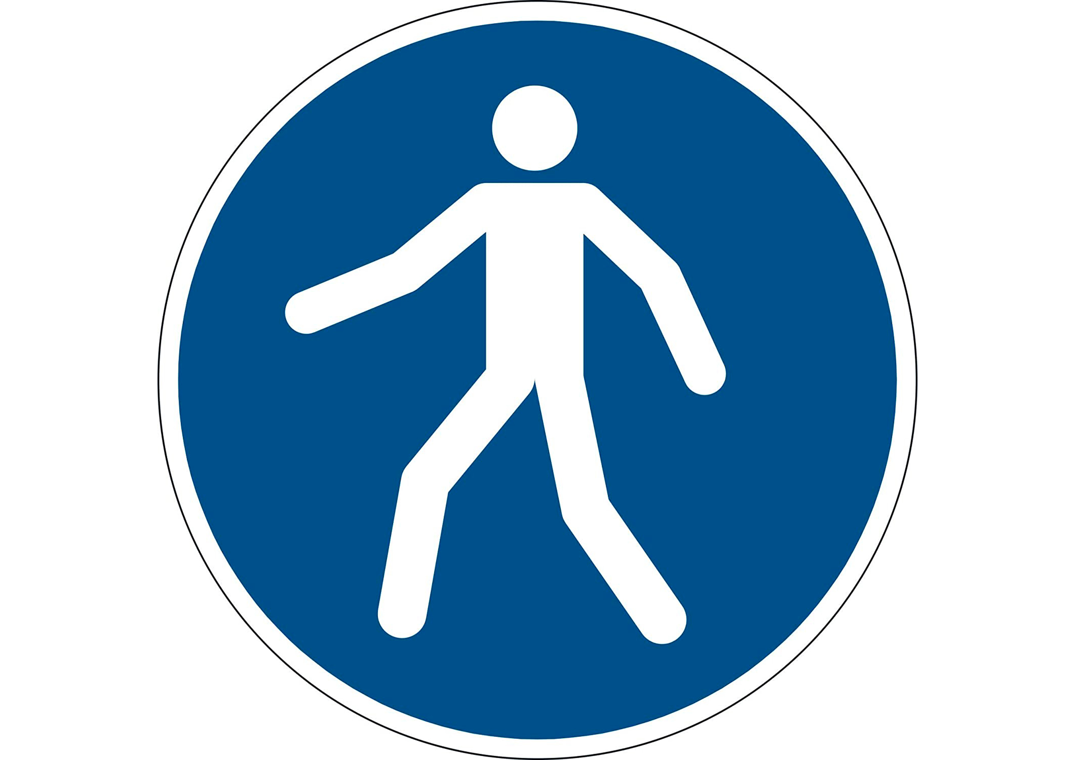 PICTOGRAMME AU SOL PIETON DURABLE ADHESIF ENTREPOTS     CENTRES DISTRIBUTION USINES   DIAMETRE 43CM