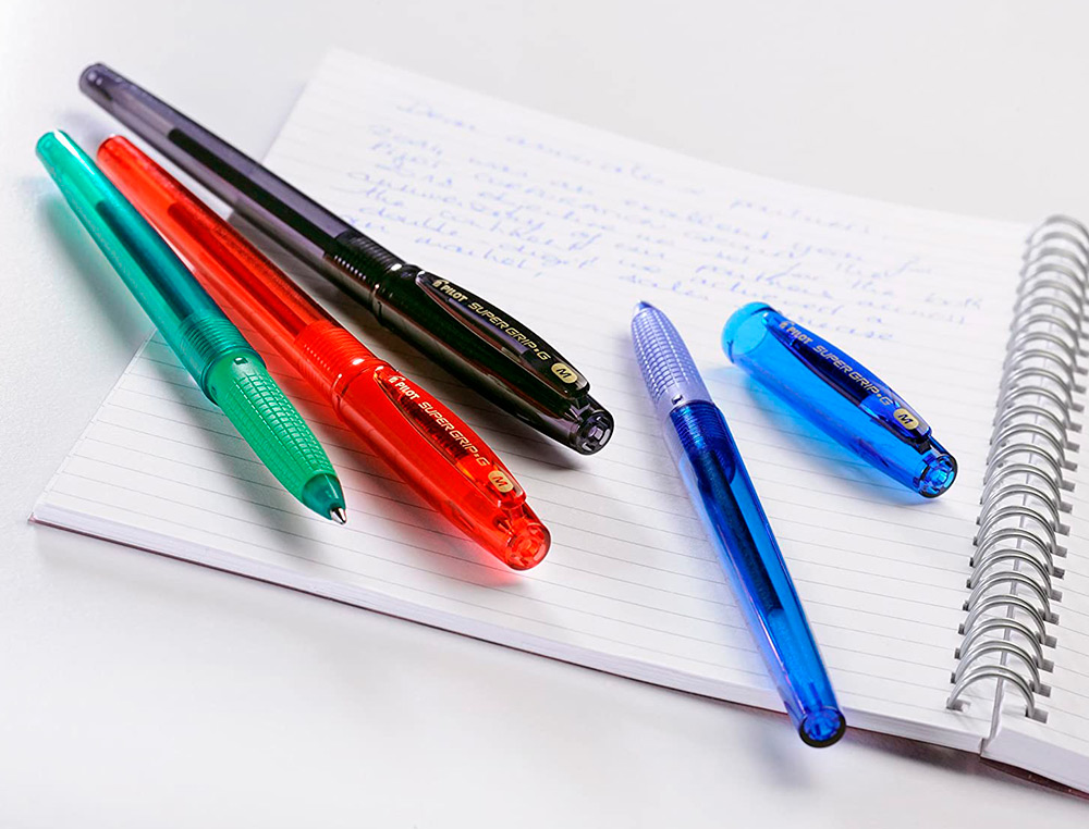 STYLO-BILLE PILOT SUPER GRIP G NEON CAPUCHON POINTE MOYENNE BILLE ULTRA-RESISTANTE CORPS ET