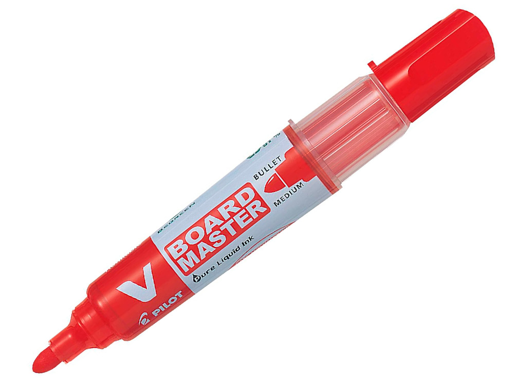 PACK PILOT V-BOARD MASTER 10 MARQUEURS EFFACABLES A SEC    POINTE CONIQUE MOYENNE 10 RECHARGES 5 OFFERTES COLORIS ROUGE