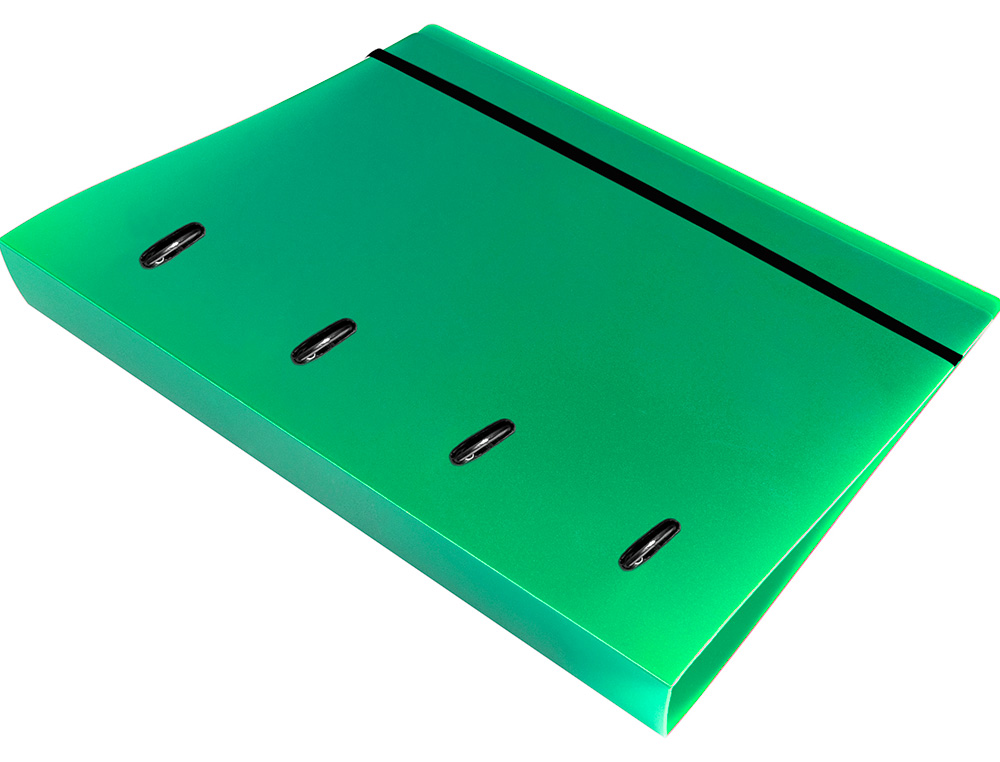 CLASSEUR LIDERPAPEL 4 ANNEAUX EN D 25MM A4 POLYPROPYLENE FEUILLETS MOBILES 100F 5X5MM COLORIS VERT TRANSLUCIDE