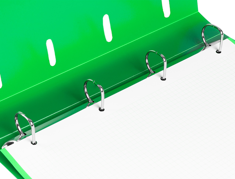 CLASSEUR LIDERPAPEL 4 ANNEAUX EN D 25MM A4 POLYPROPYLENE FEUILLETS MOBILES 100F 5X5MM COLORIS VERT TRANSLUCIDE