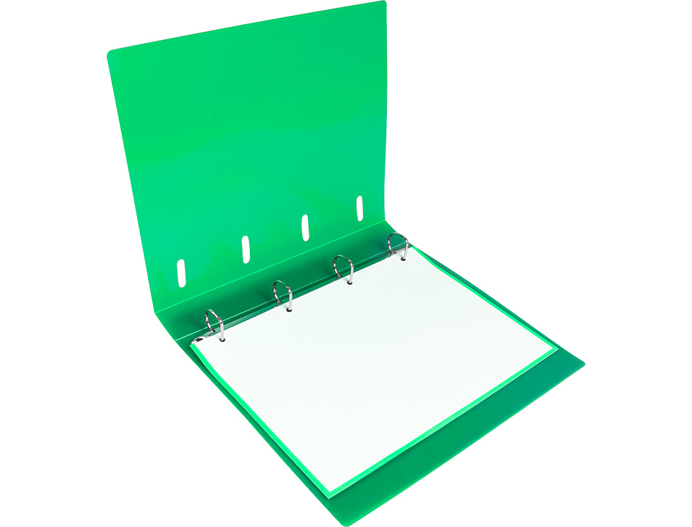 CLASSEUR LIDERPAPEL 4 ANNEAUX EN D 25MM A4 POLYPROPYLENE FEUILLETS MOBILES 100F 5X5MM COLORIS VERT TRANSLUCIDE