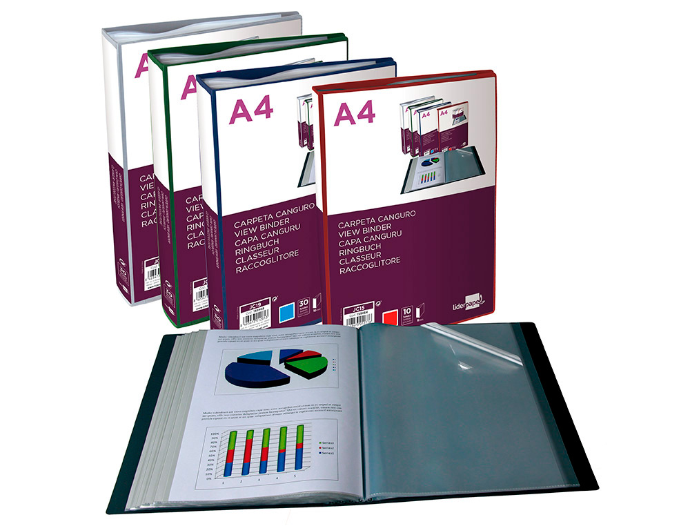 PROTEGE-DOCUMENTS LIDERPAPEL PERSONNALISABLE KANGOUROU POLYPROPYLENE 80 POCHETTES FIXES A4 COLORIS VERT