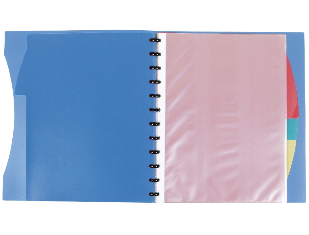 PROTEGE-DOCUMENTS LIDERPAPEL PERSONNALISABLE KANGOUROU 40 POCHETTES AMOVIBLES 5 INTERCALAIRES A4 BLEU