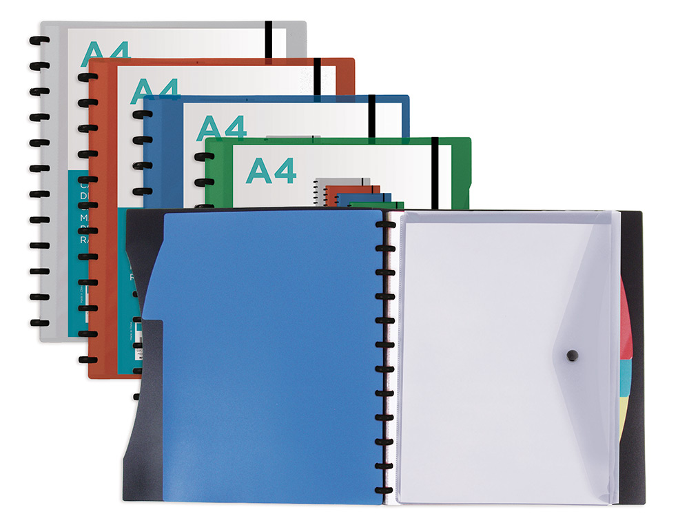 PROTEGE-DOCUMENTS LIDERPAPEL PERSONNALISABLE KANGOUROU 40 POCHETTES AMOVIBLES 5 INTERCALAIRES A4 BLEU
