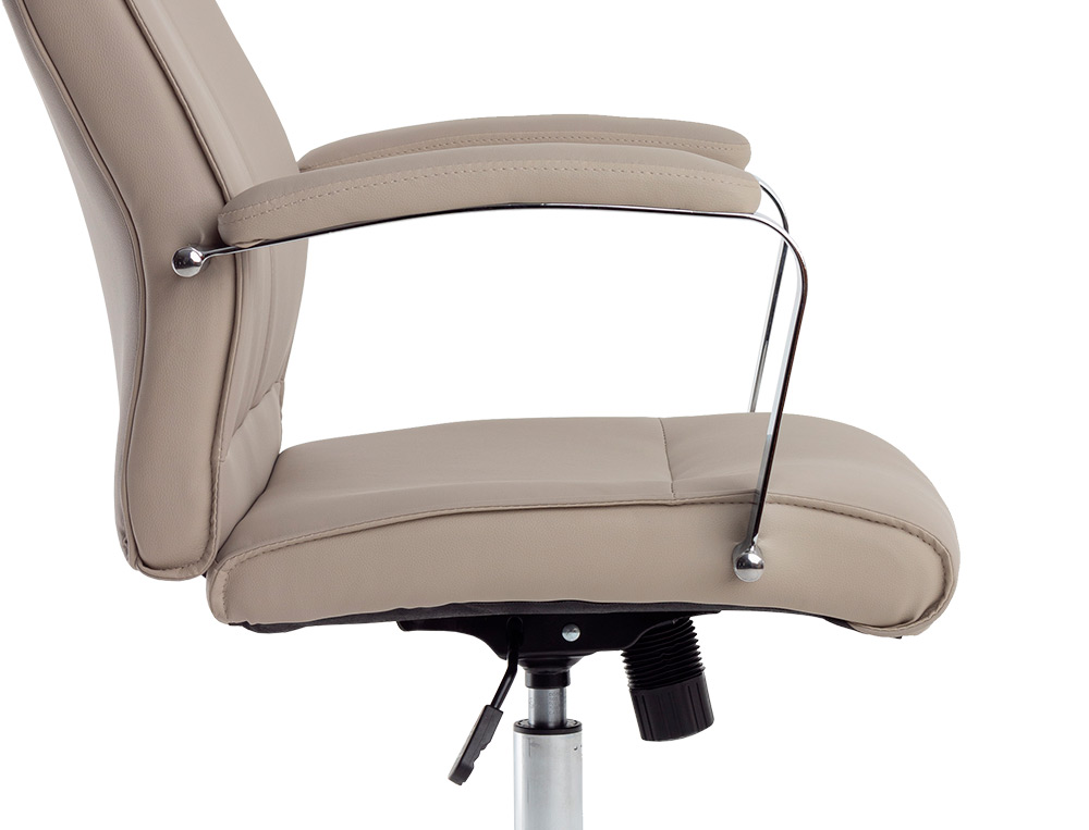 FAUTEUIL DE DIRECTION Q-CONNECT MODENA SIMILI CUIR BASE ACIER CHROME HAUTEUR MAX 1210MM LARGEUR 630MM PROF 680MM GRIS