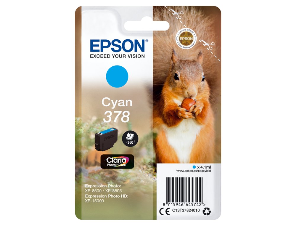 CARTOUCHE ENCRE EPSON 378 XP-8605 / 8606 / XP-15000 /   XP-8500 / 8505 COULEUR CYAN   360 PAGES