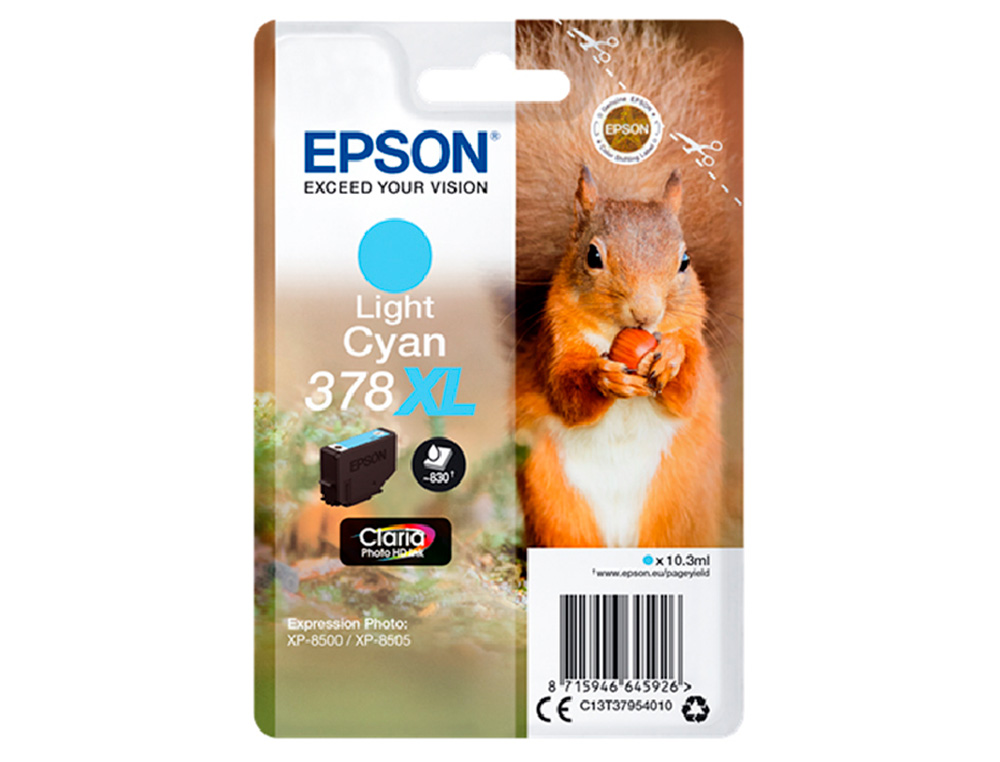 CARTOUCHE ENCRE EPSON 378XL XP-8605 / 8606 / XP-15000 / XP-8500 / 8505 COULEUR CYAN CLAIR 830 PAGES