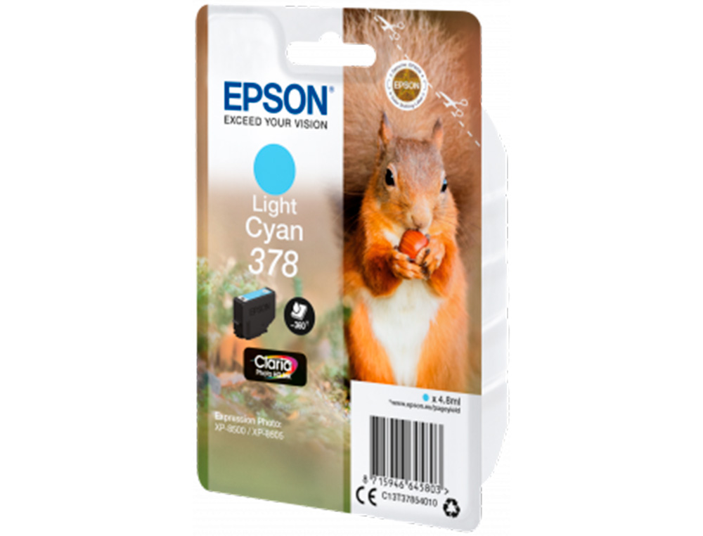 CARTOUCHE ENCRE EPSON 378XL XP-8605 / 8606 / XP-15000 / XP-8500 / 8505 COULEUR CYAN CLAIR 830 PAGES