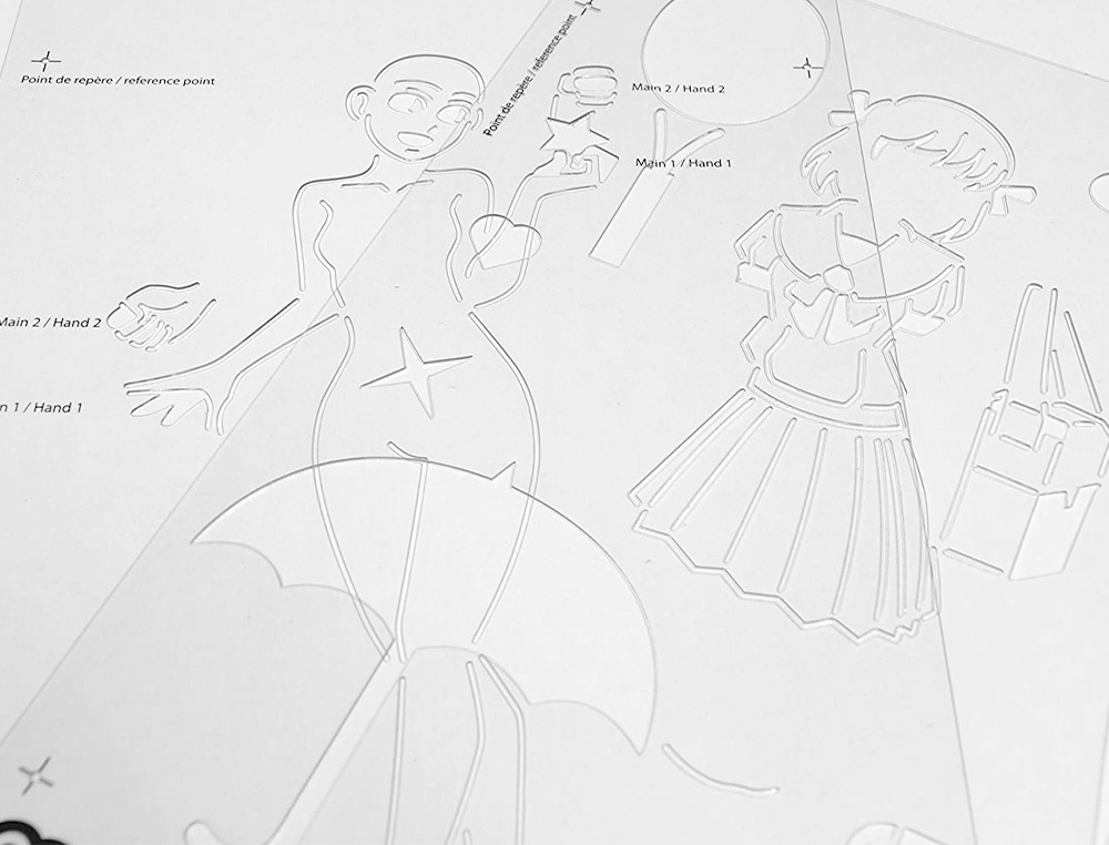 TRACE-MANGA GO MANGA 2 POCHOIRS SILHOUETTE A TRACER  TENUE VESTIMENTAIRE ET        ACCESSOIRES MODELE FILLE