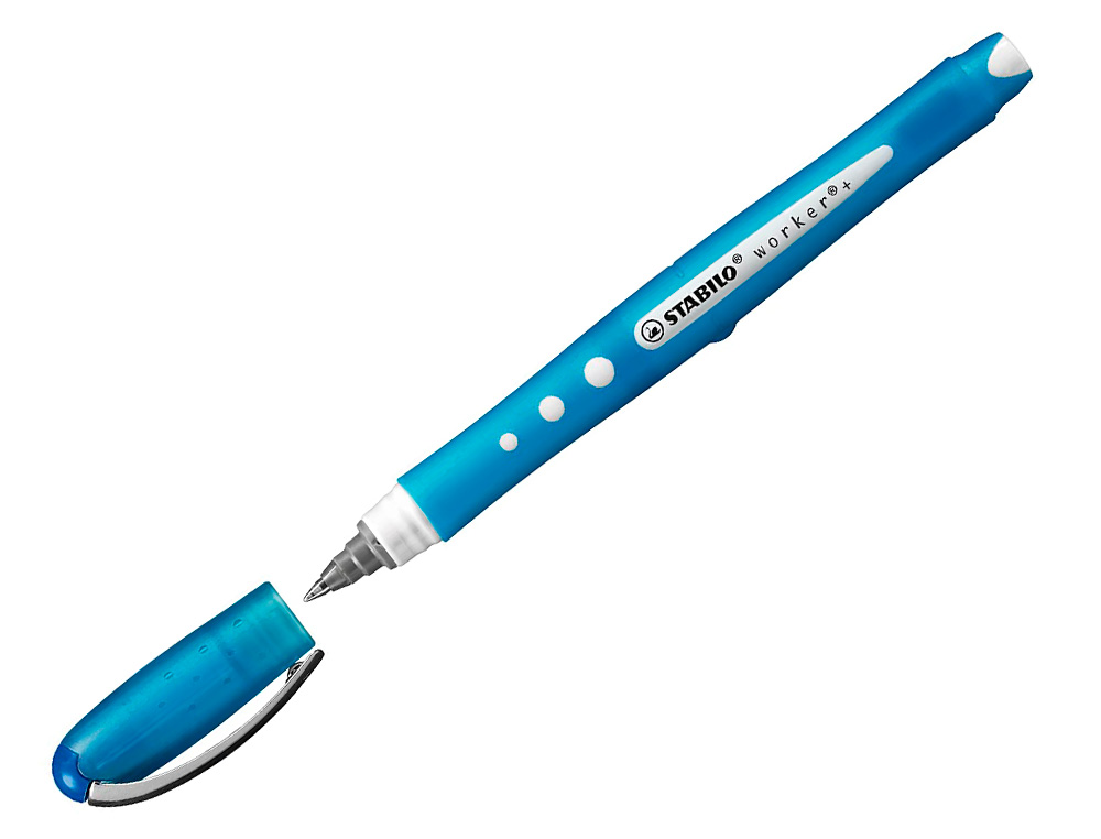 ROLLER STABILO WORKER COLORFUL POINTE EN METAL CORPS PLASTIQUE ENCRE LIQUIDE POCHETTE DE 4U