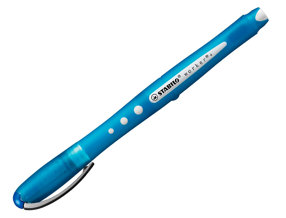 ROLLER STABILO WORKER COLORFUL POINTE EN METAL CORPS PLASTIQUE ENCRE LIQUIDE POCHETTE DE 4U