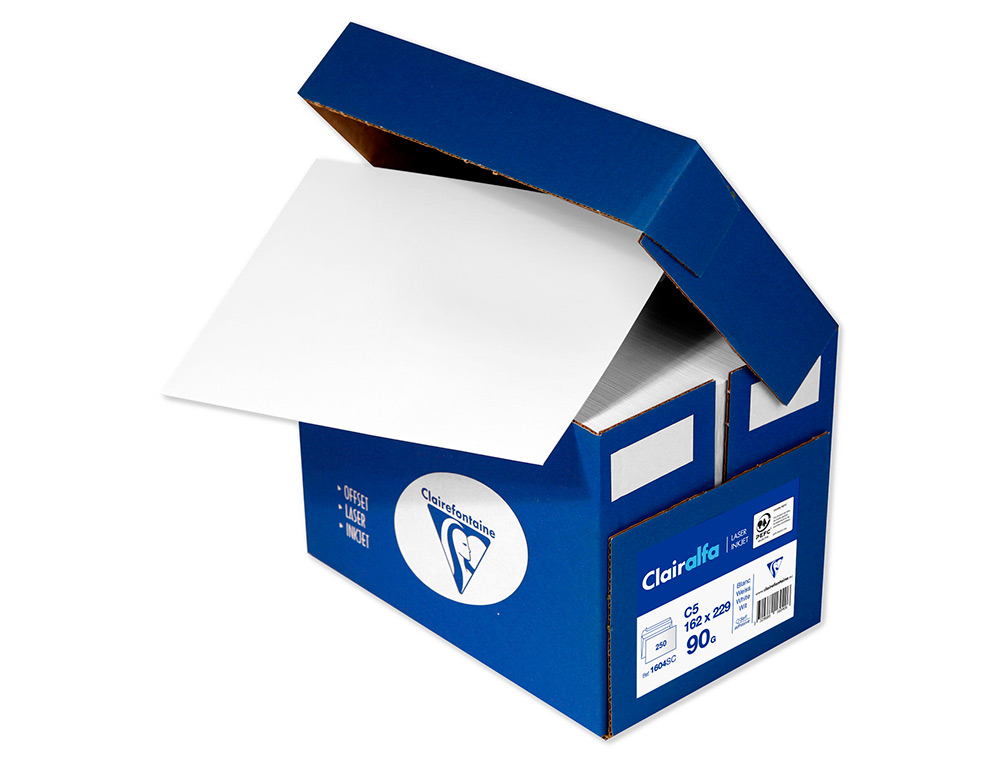 ENVELOPPE BLANCHE CLAIREFONTAINE BANDE DE PROTECTION 90G FENETRE 45 162X229MM BLANCHE BOITE DE