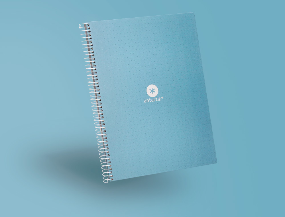 CAHIER SPIRALE ANTARTIK A4 80P 90G COUVERTURE CARTONEE REGLURE DOT 4 TROUS COLORIS BLEU CIEL