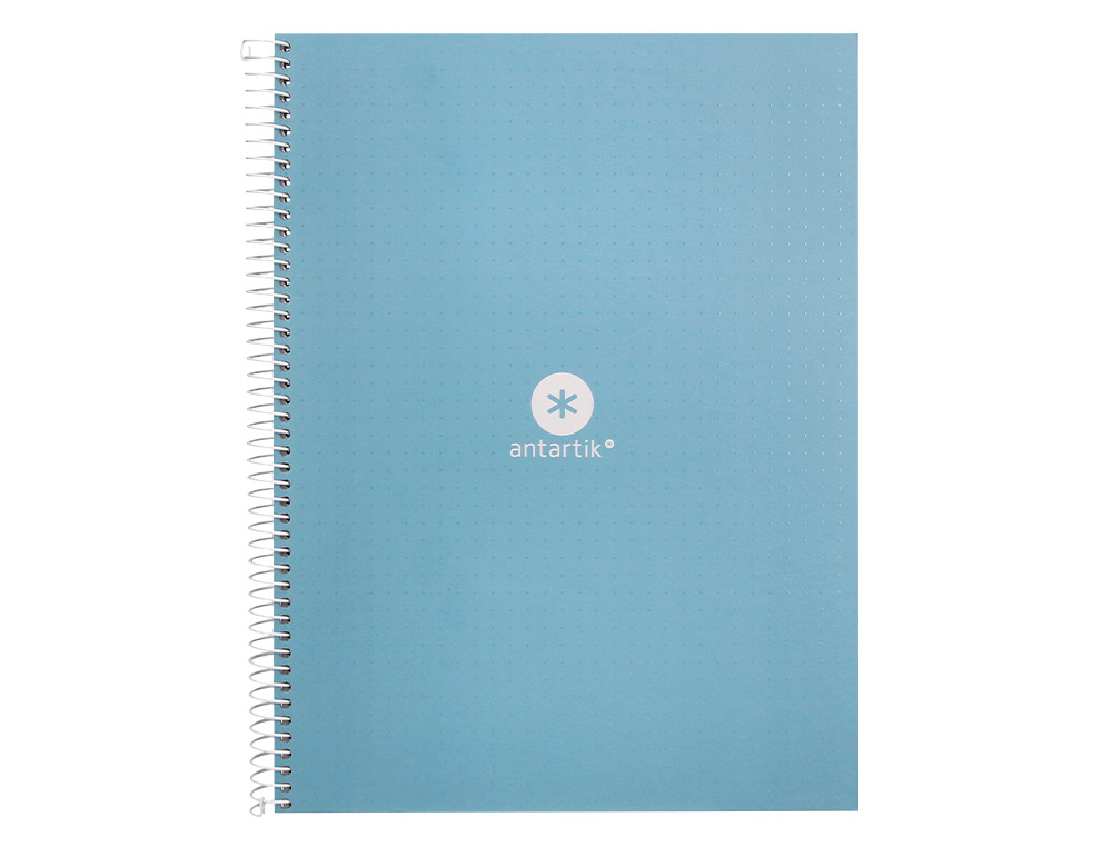 CAHIER SPIRALE ANTARTIK A4 80P 90G COUVERTURE CARTONEE REGLURE DOT 4 TROUS COLORIS BLEU CIEL