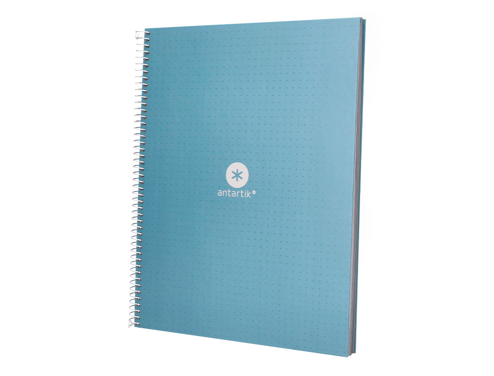 CAHIER SPIRALE ANTARTIK A4 80P 90G COUVERTURE CARTONEE REGLURE DOT 4 TROUS COLORIS BLEU CIEL