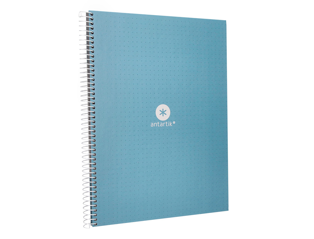 CAHIER SPIRALE ANTARTIK A4 80P 90G COUVERTURE CARTONEE REGLURE DOT 4 TROUS COLORIS BLEU CIEL