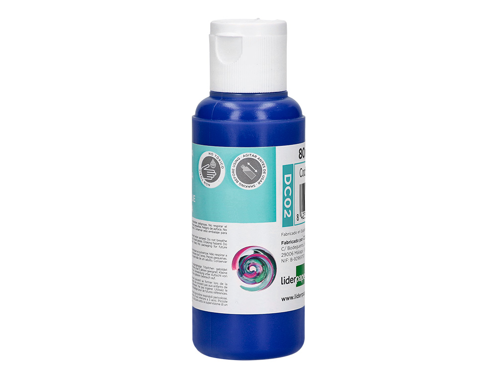 PEINTURE ACRYLIQUE LIDERPAPEL COLORIS BLEU OUTREMER         BOUTEILLE 80ML