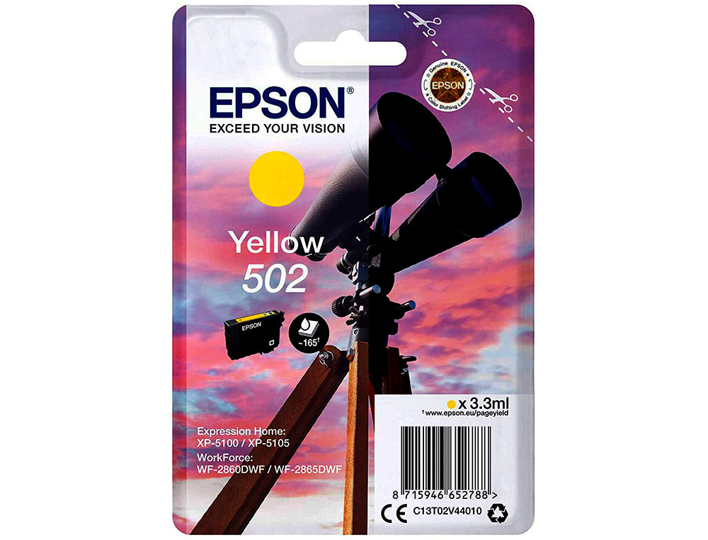 CARTOUCHE ENCRE EPSON SINGLEPACKá 502 INK JAUNEá