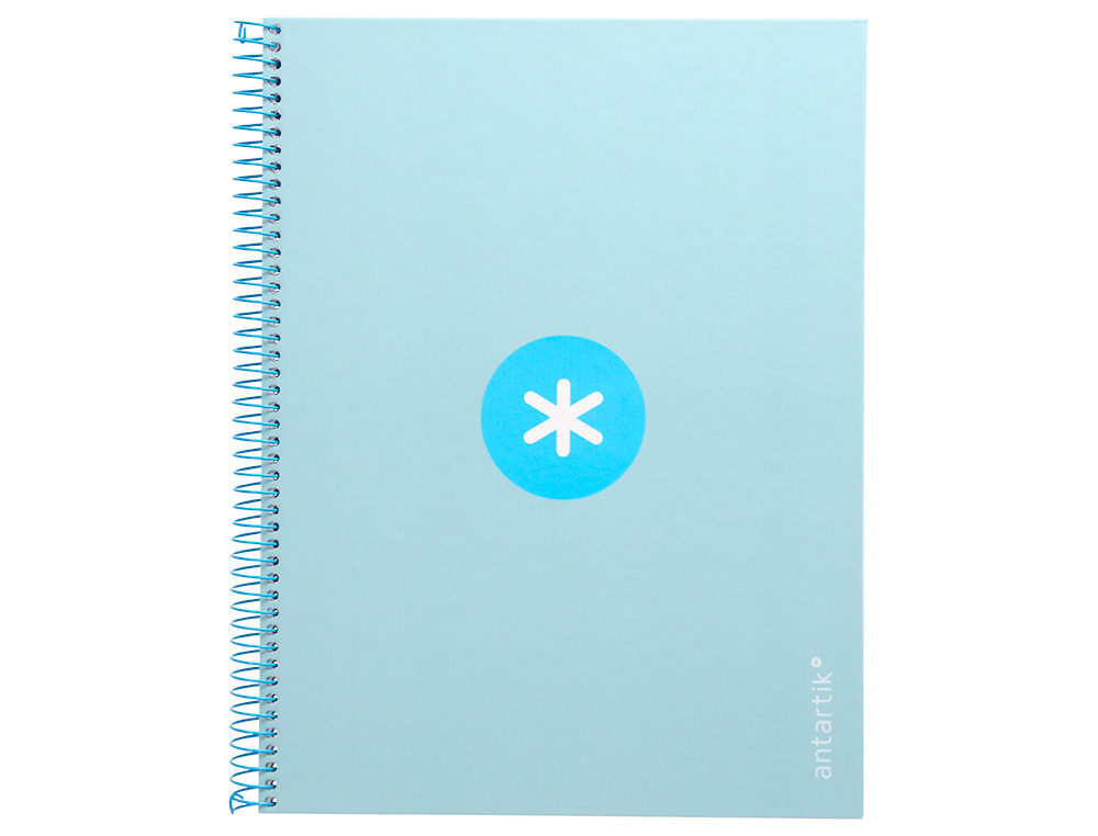 CAHIER SPIRALE ANTARTIK A4 160P 90G COUVERTURE REMBORDEE 5X5MM 4 TROUS 1 BANDE COLORIS BLEU CLAIR